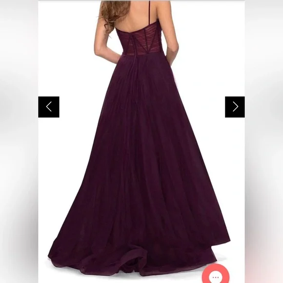 La Femme - 29076 V-Neck Semi-Sheer Bodice Junior Prom Gown NWT Size 6